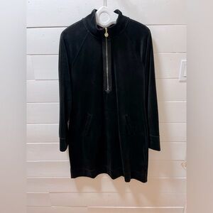 LILLY PULITZER Black Velour Half-Zip Dress XL